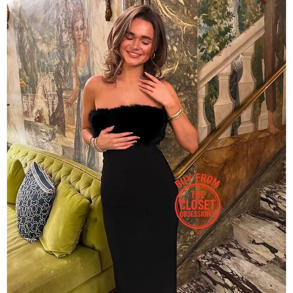 ZARA Strapless Faux-Fur Midi Dress 🖤✨ NWT | Size M - Picture 7 of 16